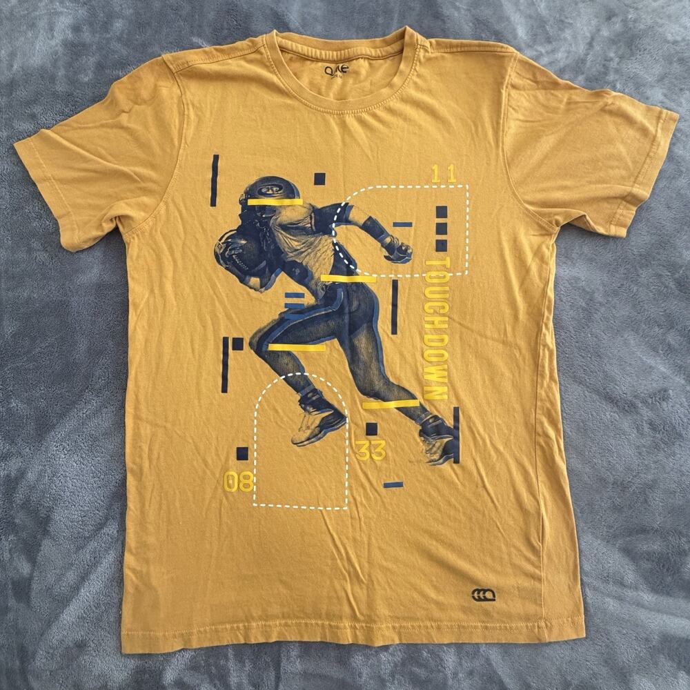 Ajile Men's Yellow Cotton Sports Graphic Crew Neck Short Sleeve T-Shirt Size M